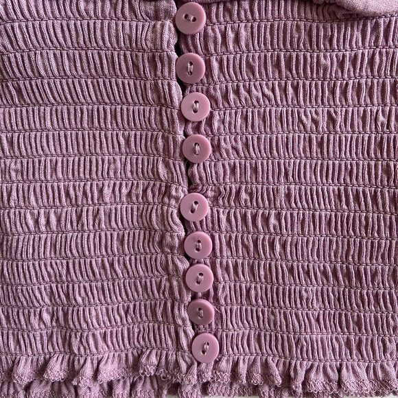 Lilac Button-Up Crop - Picture 3 of 5